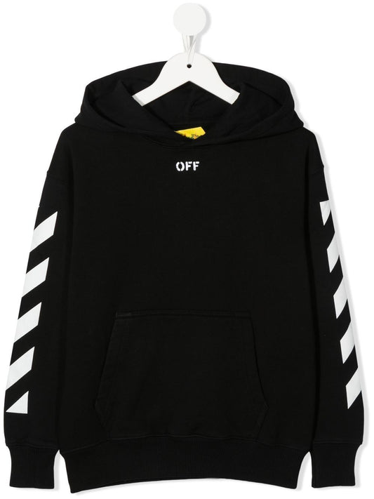 OFF STAMP HOODIE BLACK WHITE