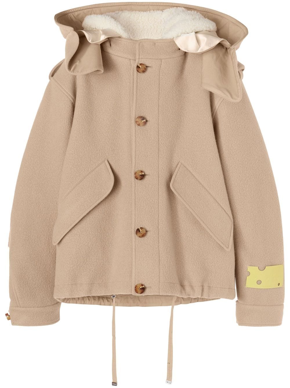 WOOL HOODED SHORT PARKA BEIGE NO COLOR