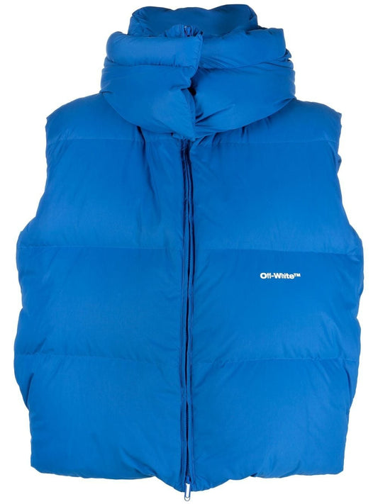 BOUNCE HOODED DOWN VEST PEACOCK WHITE