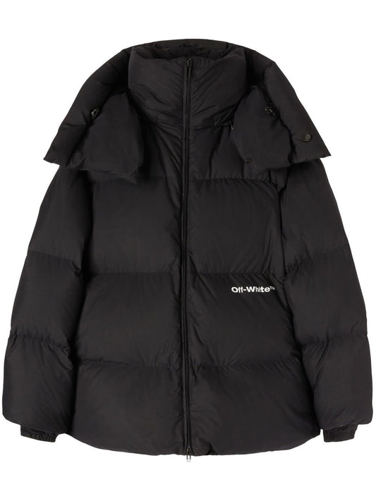 BOUNCE HOODED DOWN PUFFER BLACK WHITE