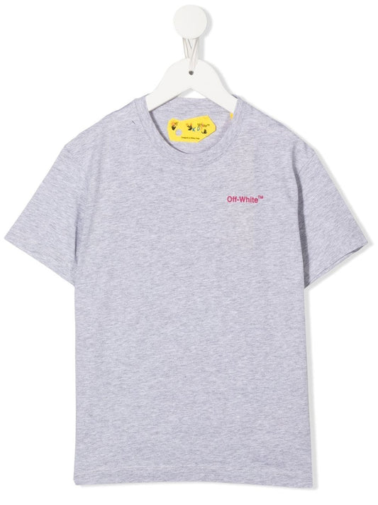 RUBBER ARROW TEE S/S MELANGE GREY FUCHSIA