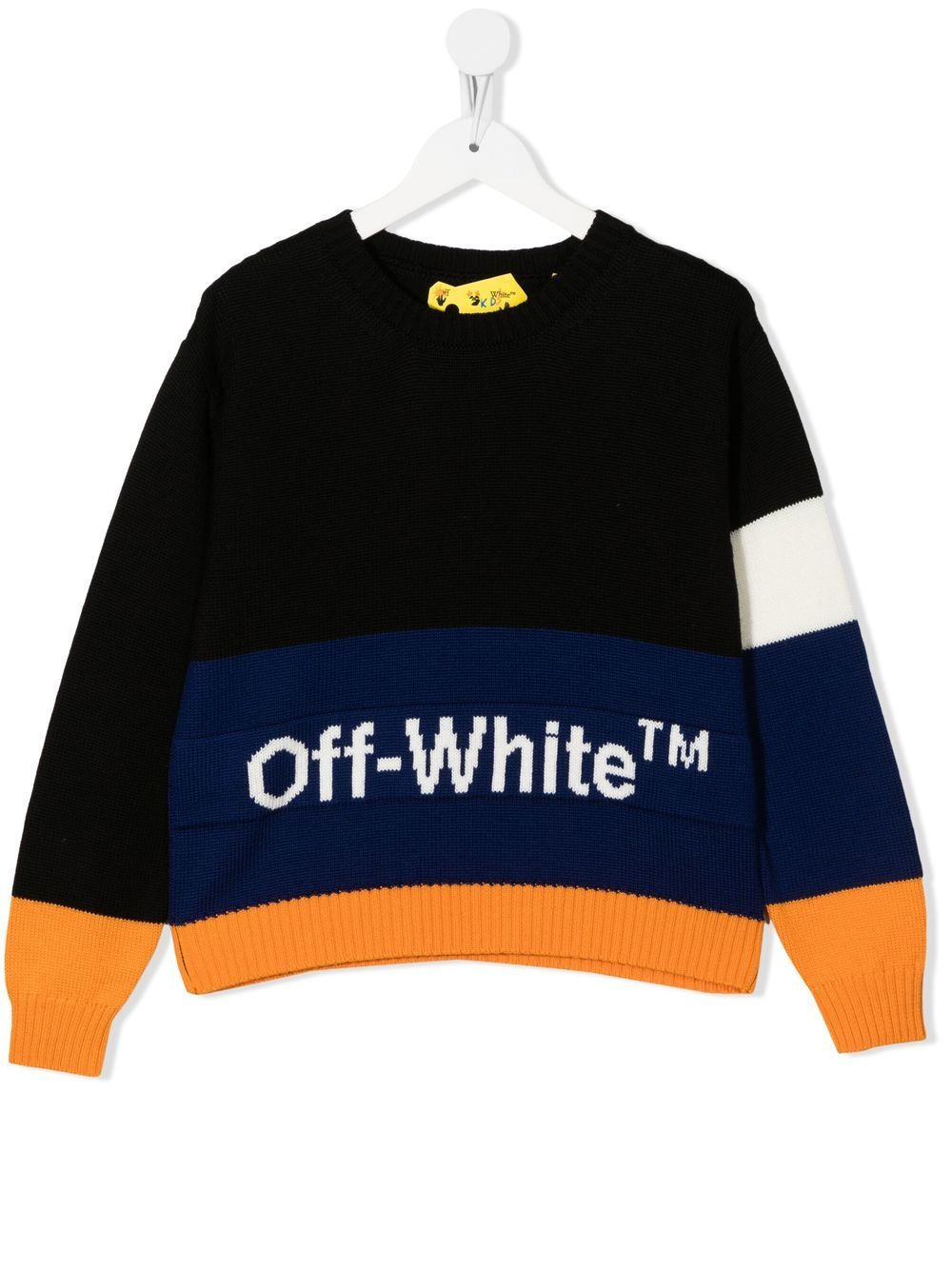 COLOR BLOCK KNIT CREWNECK BLACK WHITE