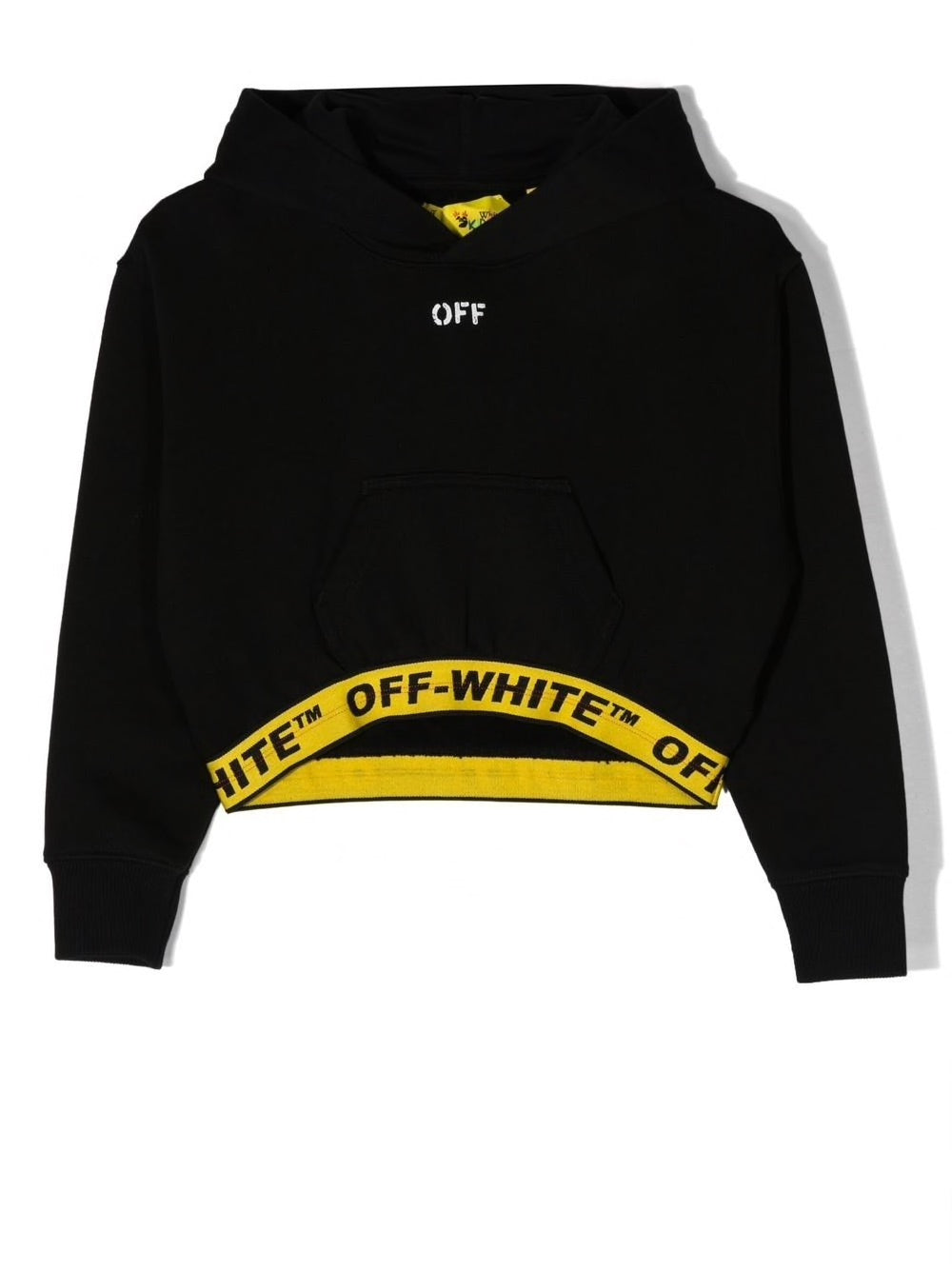 LOGO INDUSTRIAL CROP HOODIE BLACK YELLOW
