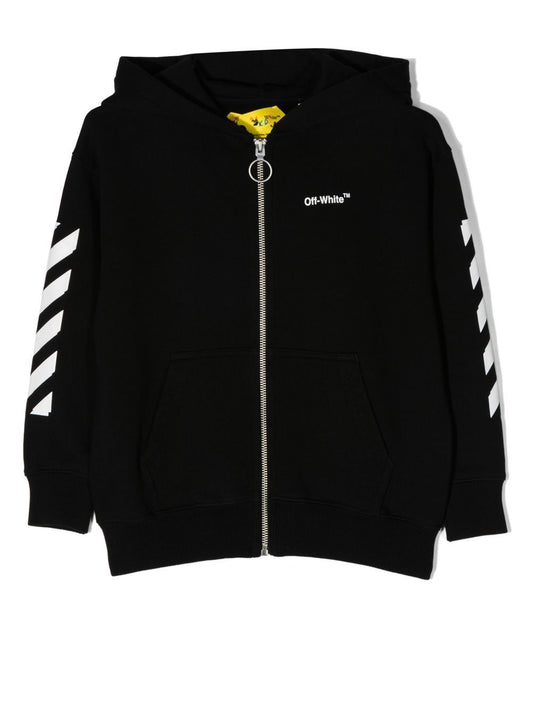 RUBBER ARROW HOODIE ZIP BLACK WHITE