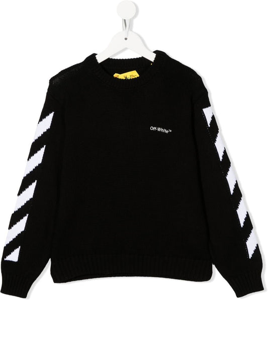 RUBBER ARROW KNIT CREWNECK BLACK WHITE
