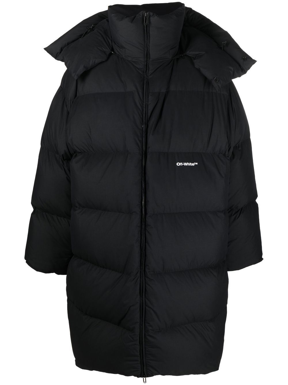 BOUNCE HOODED DOWN LONG PUFF BLACK WHITE