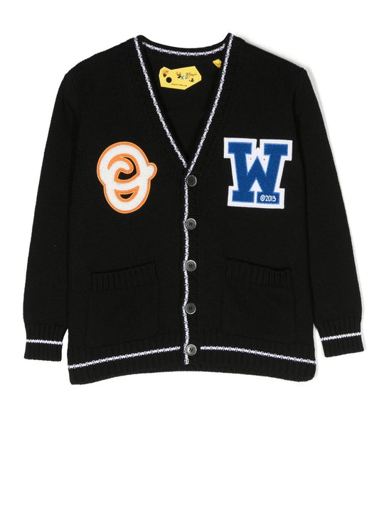 OW PATCH KNIT CARDIGAN BLACK BLUE