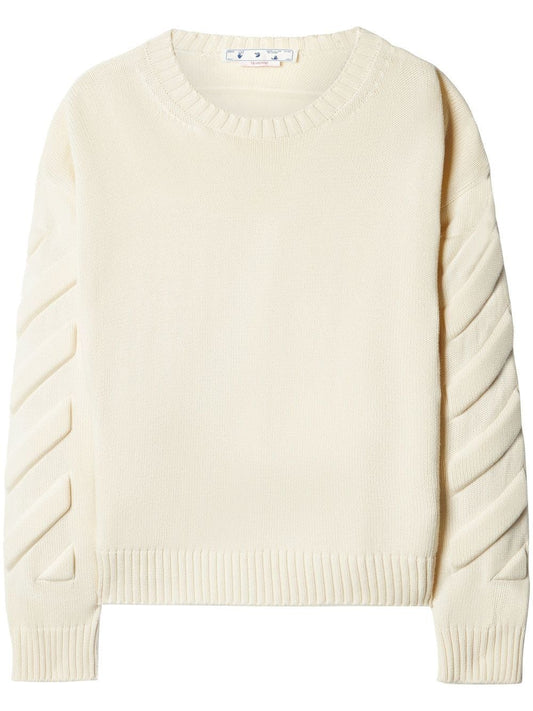 3D DIAG KNIT CREWNECK NEW BEIGE NEW BEIGE