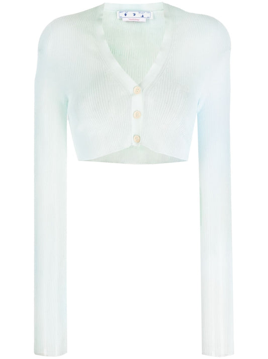 TIE DYE SEETHR CROP CARDIGAN LIGHT BLUE WHITE