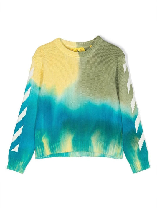 TIE DYE KNIT CREWNECK YELLOW WHITE