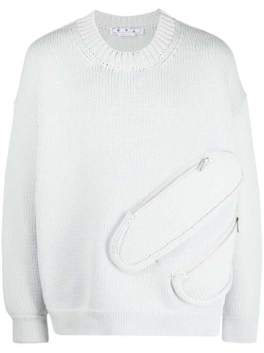 MULTIPOCKETS KNIT CREWNECK ICE NO COLOR