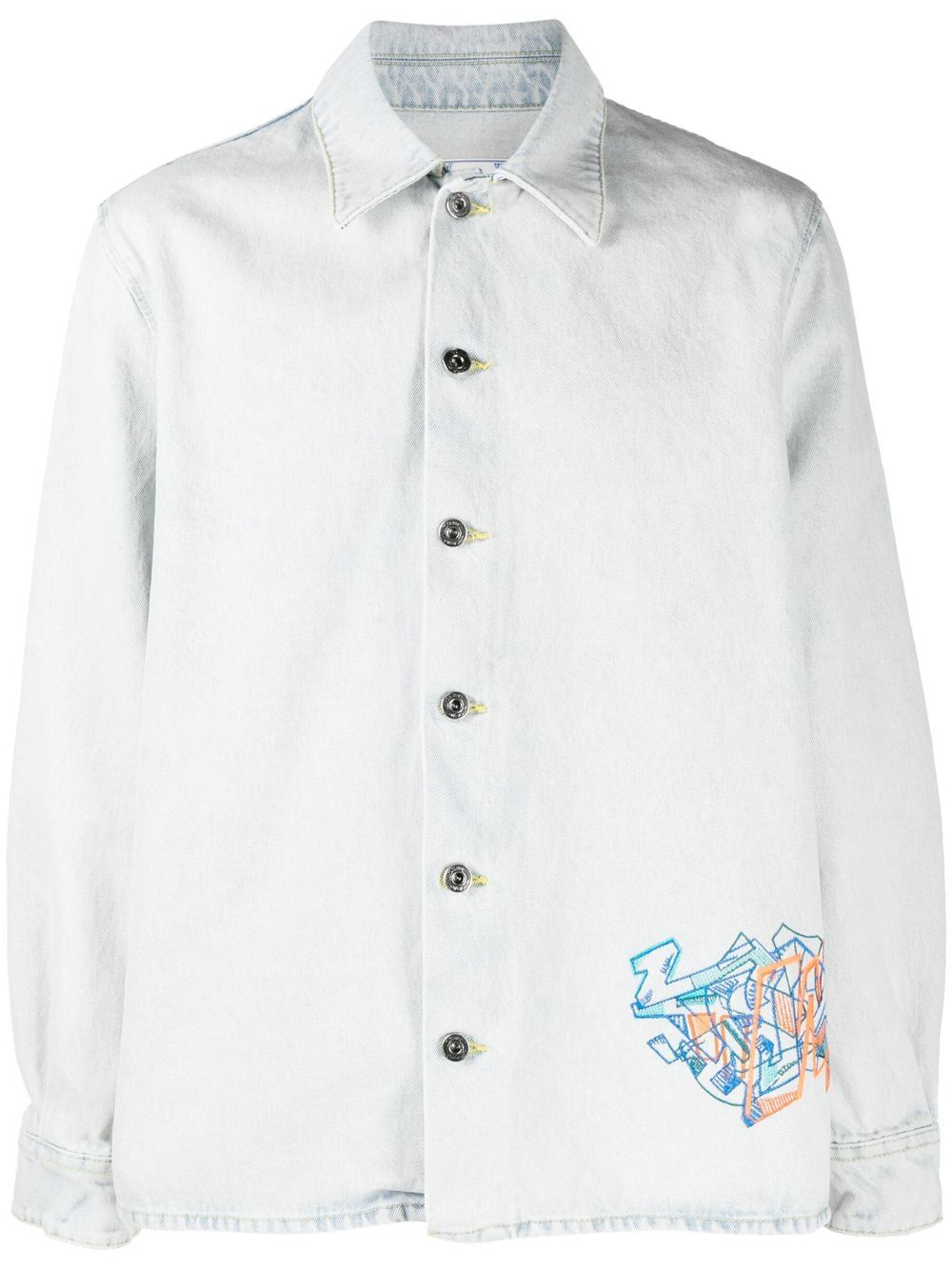 GRAFFITI EMB DENIM SKATE SHIR EXTREME BLEACH