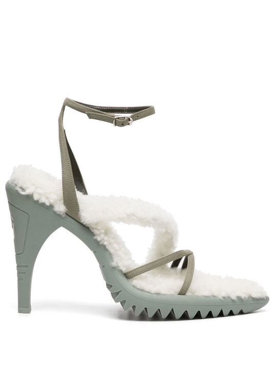 DENIM SHEARLING CARGO SANDAL MILITARY MILITARY