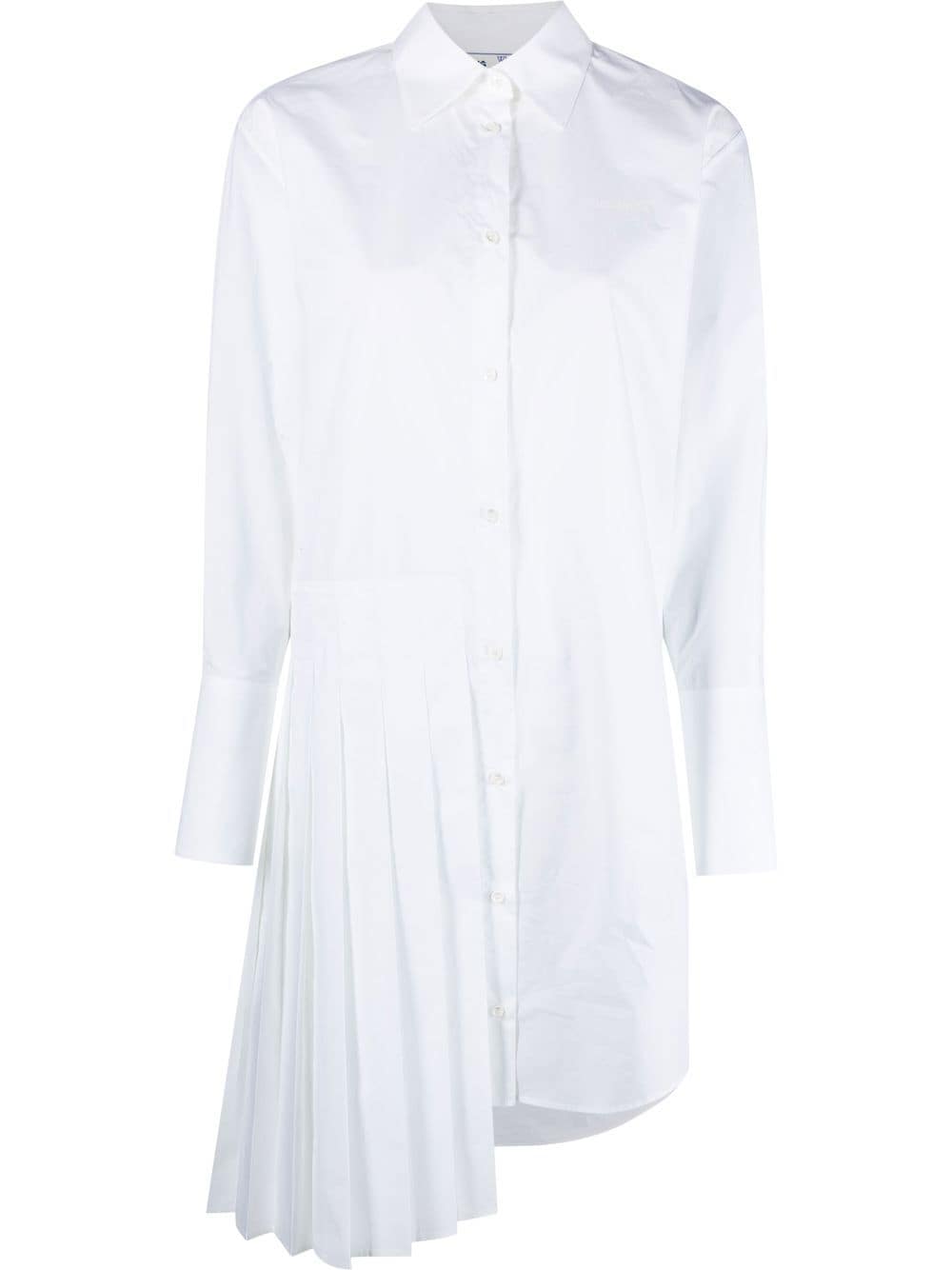 DIAG PLISSE SHIRT DRESS WHITE WHITE