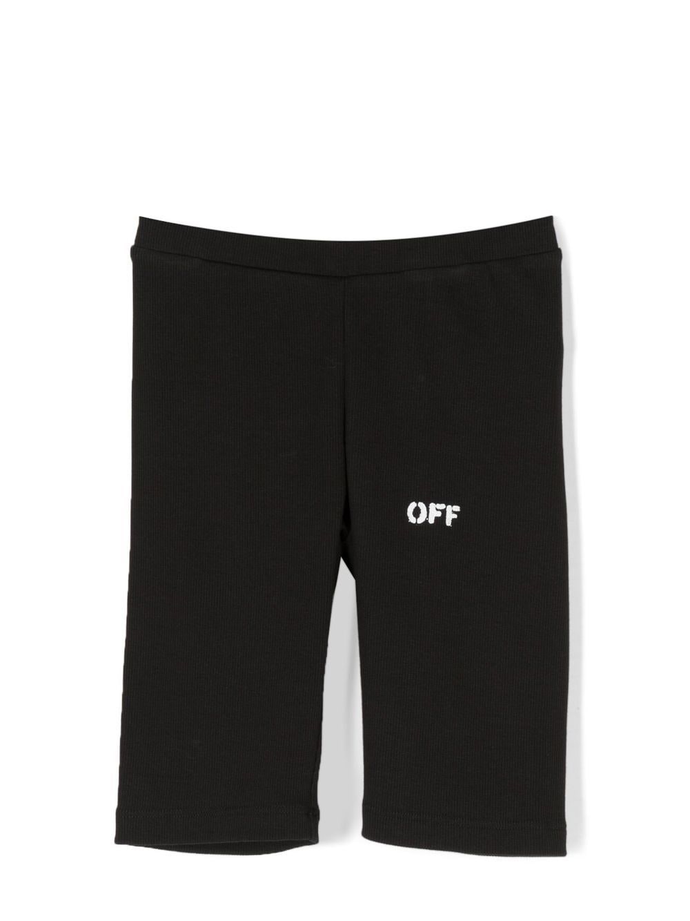 OFF STAMP RIB LEGGINGS SHORT BLACK WHITE