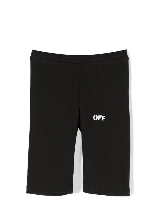 OFF STAMP RIB LEGGINGS SHORT BLACK WHITE