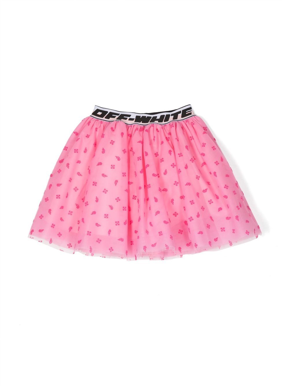 LOGO BAND TULLE FLOCK SKIRT PINK BLACK