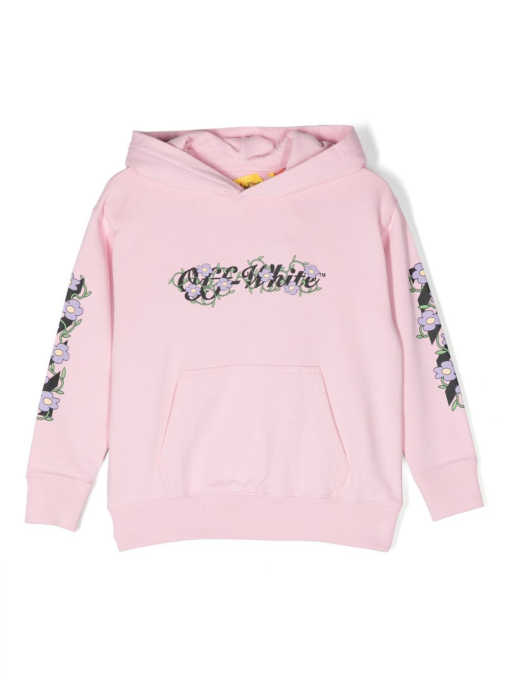 OFF FLOWERS HOODIE PINK BLACK
