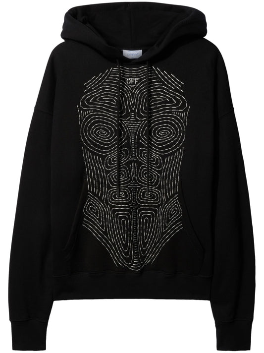 BODY STITCH SKATE HOODIE BLACK WHITE