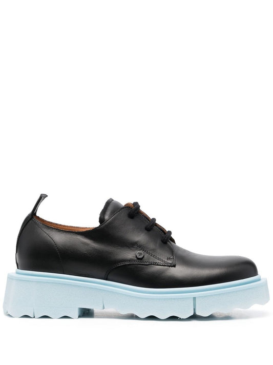 LEATHER SPONGE DERBY BLACK LIGHT BLUE