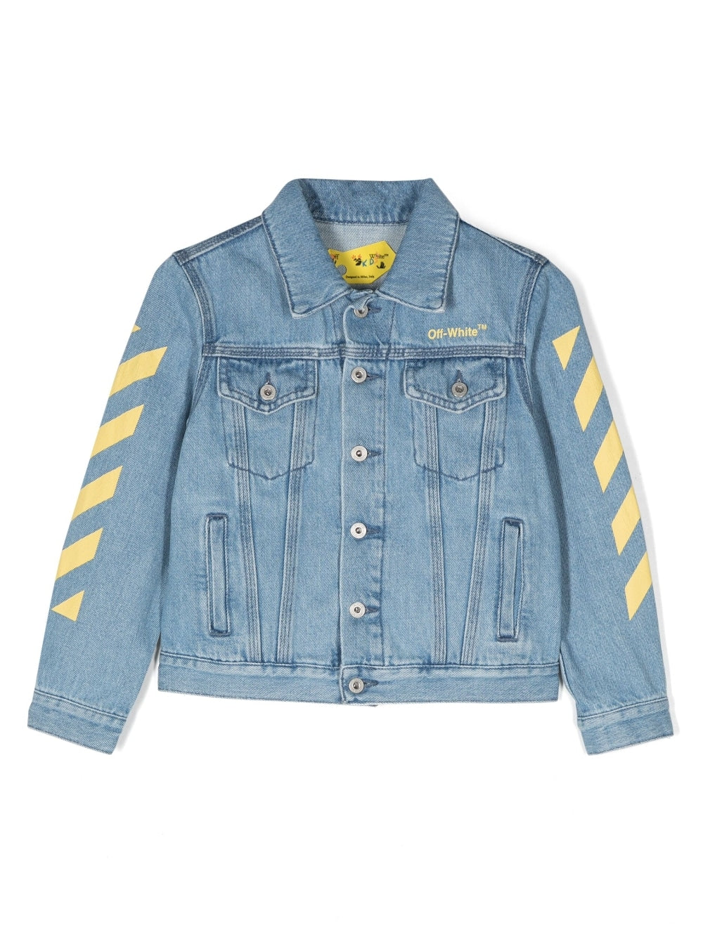 RUBBER ARROW DENIM JACKET LIGHT BLUE YELLOW