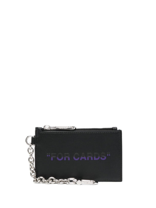QUOTE CARD CASE WITH KEY RING BLACK PURPLE