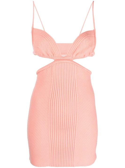 CUT OUT RIB MINI DRESS PEACH ORANGE NO COLOR