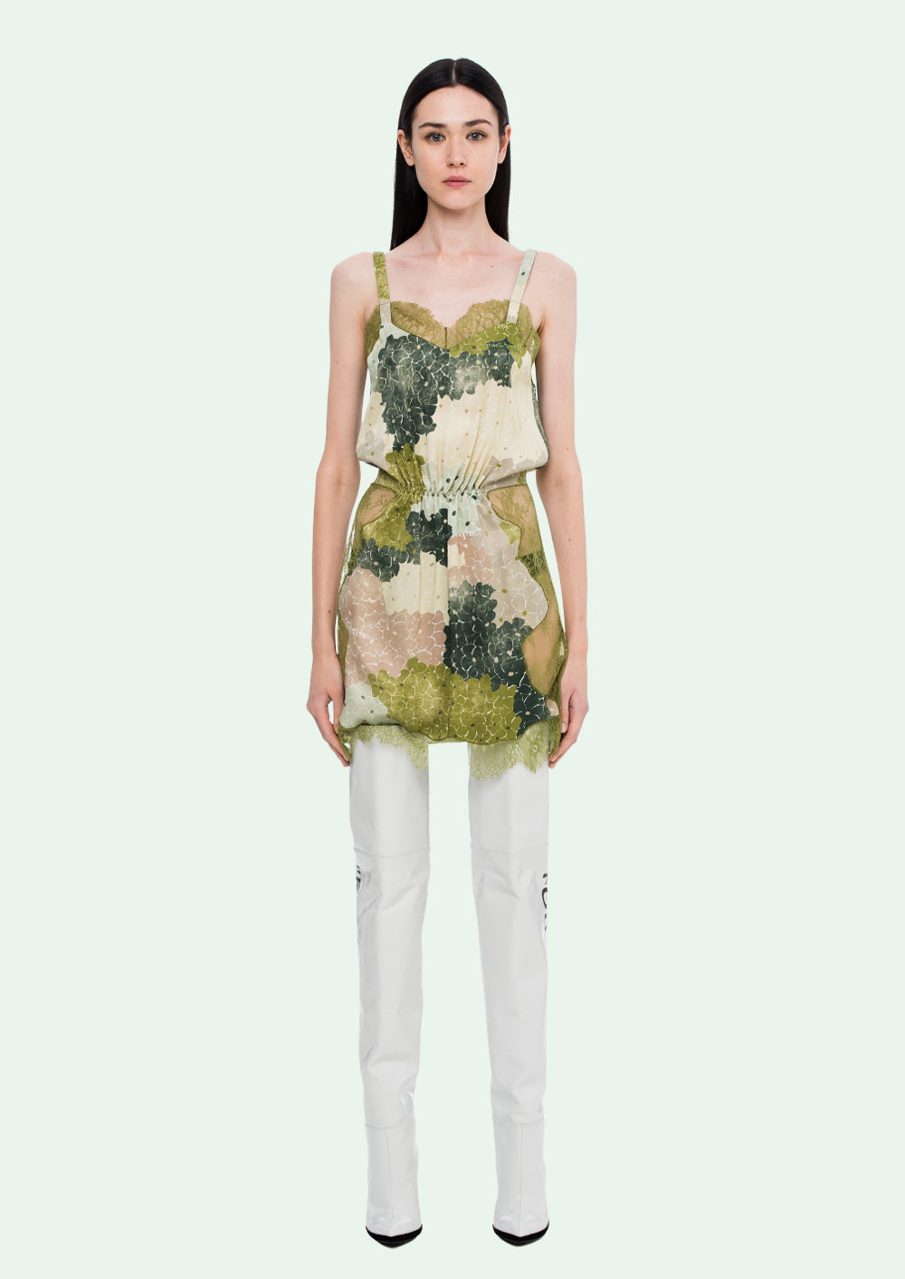 CAMOU LACE SHORT DRESS ALL OVER OLIVE