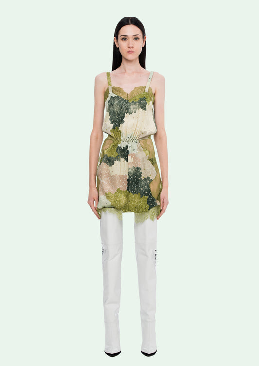CAMOU LACE SHORT DRESS ALL OVER OLIVE
