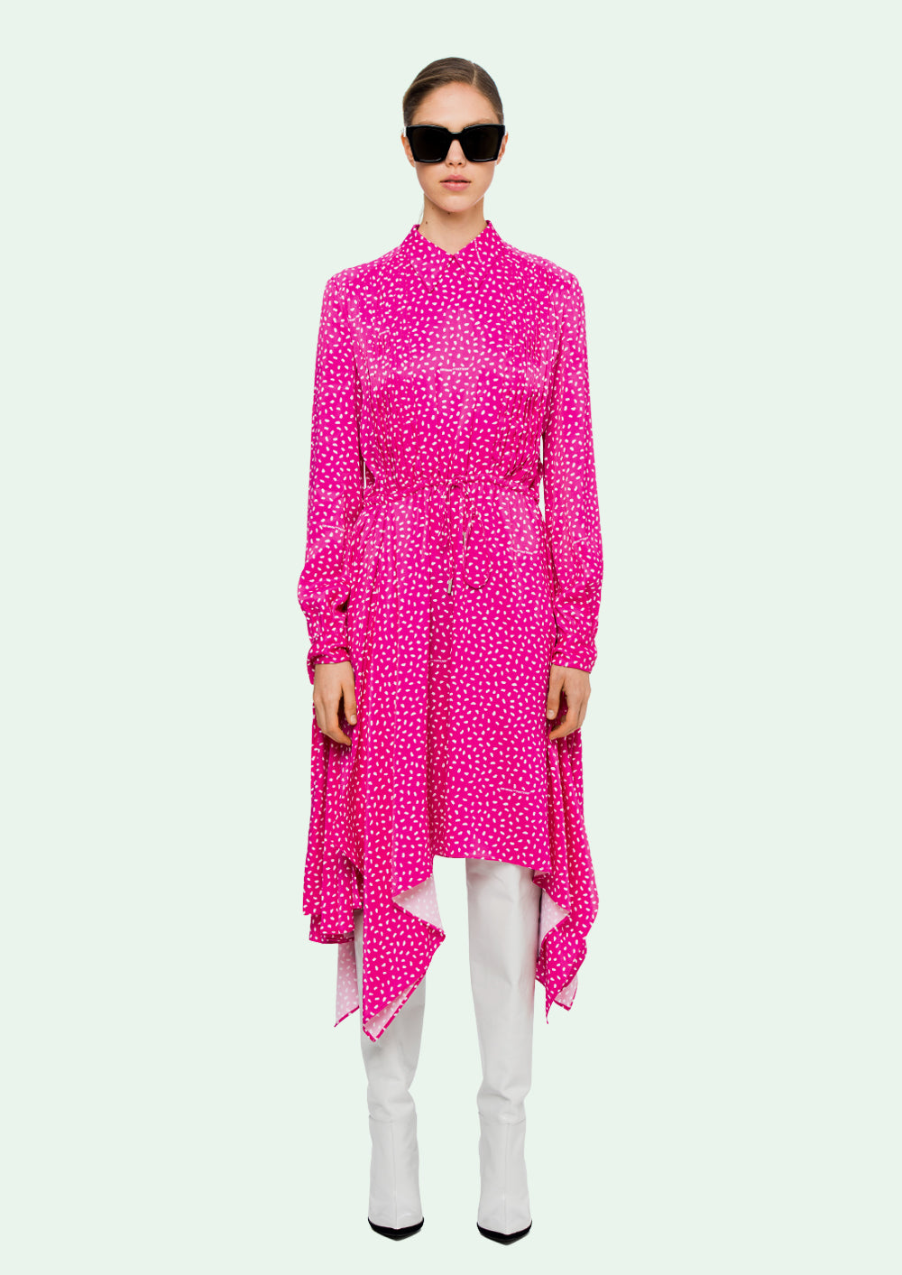 FUCHSIA FLUID DRESS ALL OVER