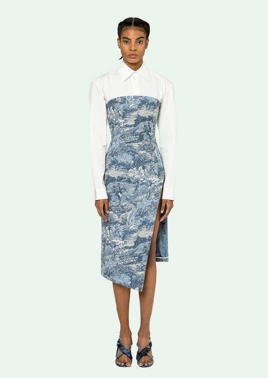 TAPESTRY BUSTIER DRESS LIGHT BLUE NO COL